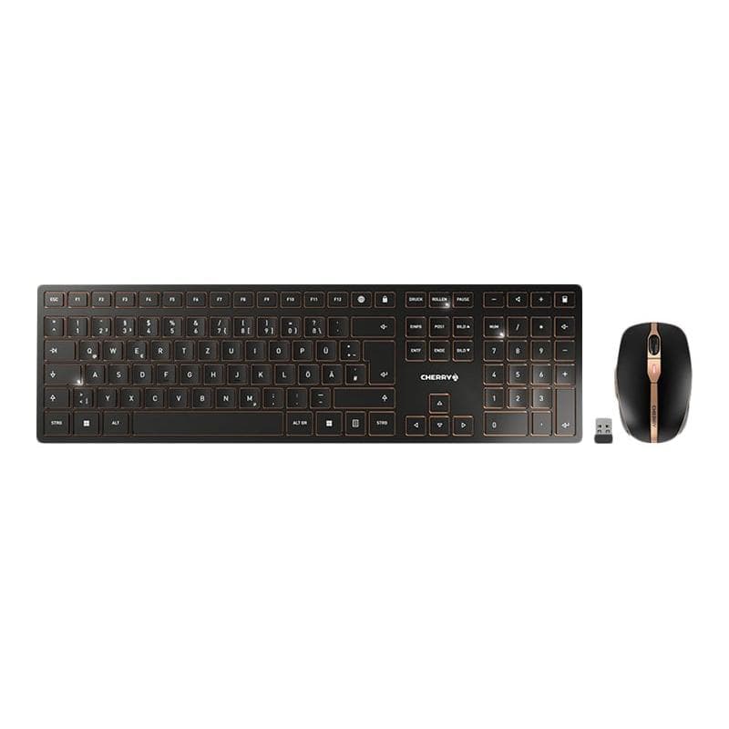 Cherry DW 9100 SLIM clavier Souris incluse Universel RF sans fil + Bluetooth QWERTZ Allemand Noir