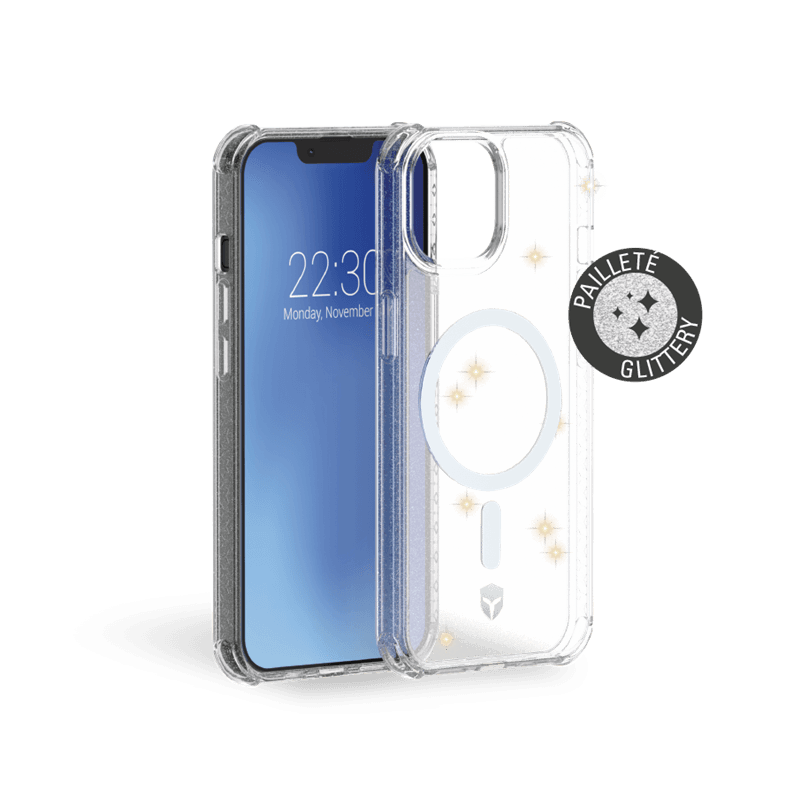 Coque iPhone 13 / iPhone iPhone 14 AIR Transparente avec paillettes - 50% Plastique recyclé Force Case