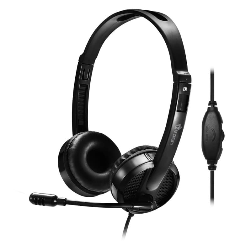 Casque micro HEDEN filaire double jack 3.5mm micro pivotant, arceau rglable noi