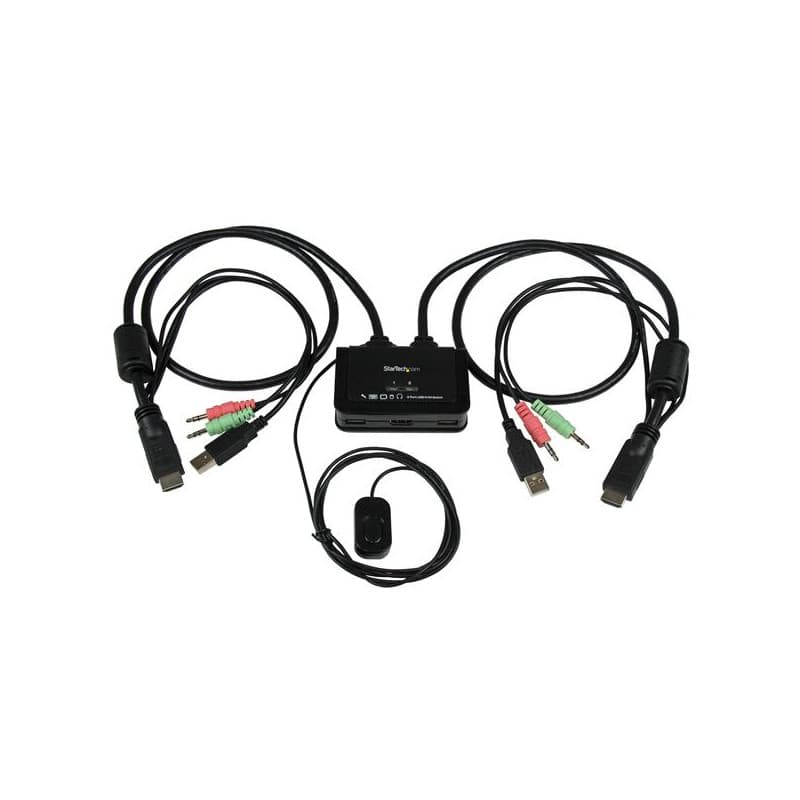 Startech.com Switch Commutateur KVM 2 Ports USB, HDMI avec Audio et Câbles pour 2 PC sur 1 écran - Auto Alimenté