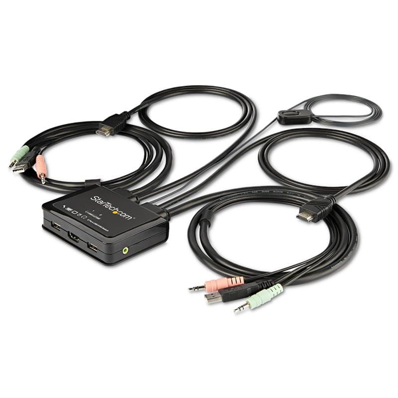 Startech.com Commutateur KVM HDMI à 2 ports avec câbles incorporés - USB 4K 60Hz