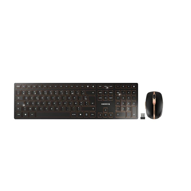 Cherry DW 9100 SLIM clavier Souris incluse RF sans fil + Bluetooth Azerty Français Noir