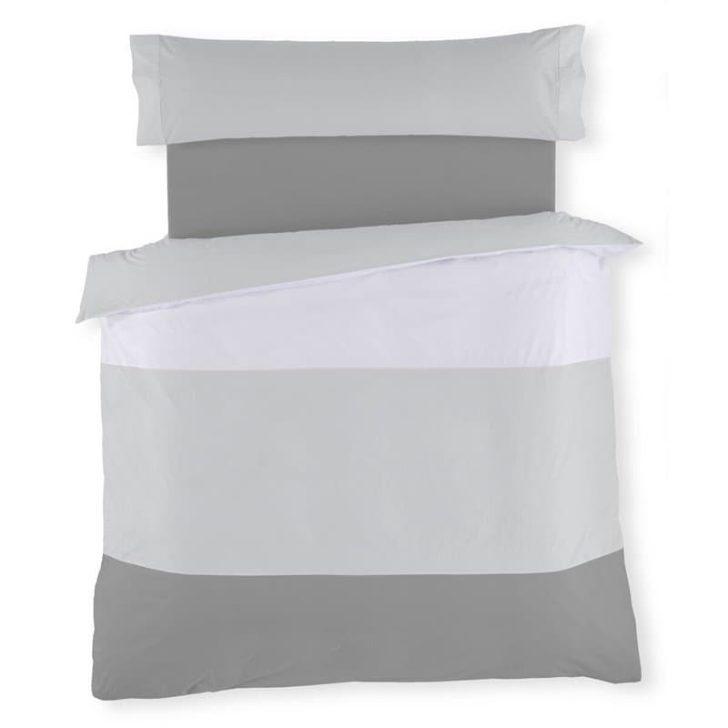 Parure de couette Alexandra House Living Blanc Gris Lit king size 3 Pièces