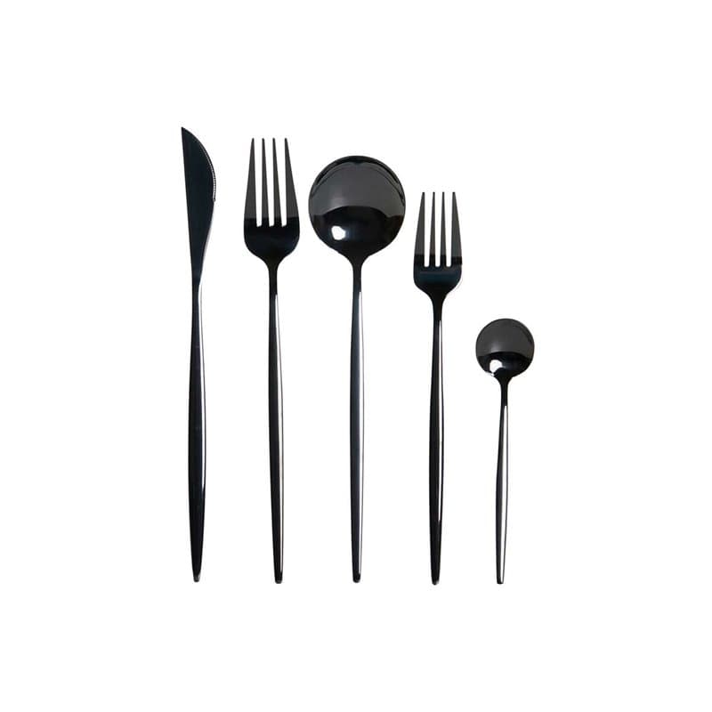 Couverts DKD Home Decor Noir Acier inoxydable 3 x 1,5 x 13 cm 20 Pièces