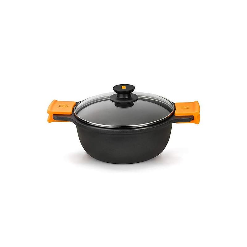 Casserole avec Couvercle en Verre BRA A270328 5,7 L (Ø 28 cm) Noir Métal Aluminium Fonte d'aluminium Ø 28 cm Aluminio