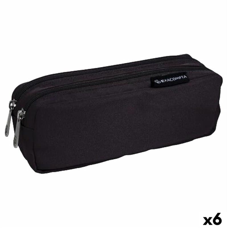 Trousse Fourre-Tout Double Exacompta Noir 22 x 9 x 6 cm (6 Unités)