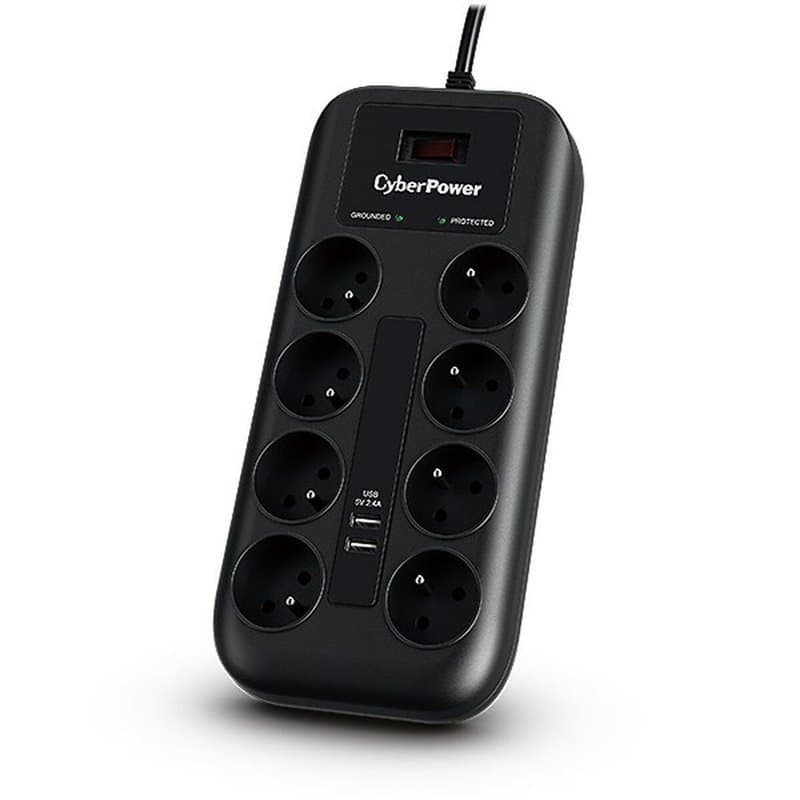 Cyberpower Tracer III P0820SUF0-FR protection surtension Noir 8 sortie(s) CA 200 - 250 V 1,8 m