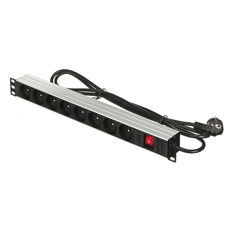 Rallonge 19'' 8 Tomas Schuko avec Interrupteur On/Off Actina PZ081U (1,8 m)
