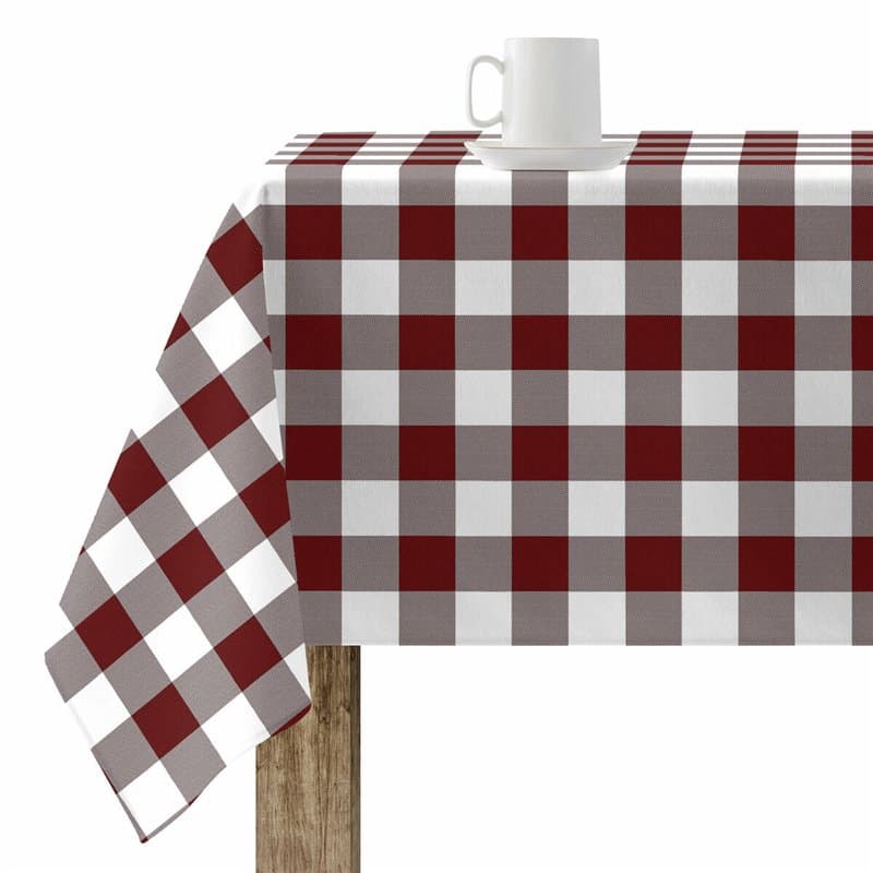 Nappe enduite antitache Belum Cuadros Bordeaux 150 x 150 cm Carreaux