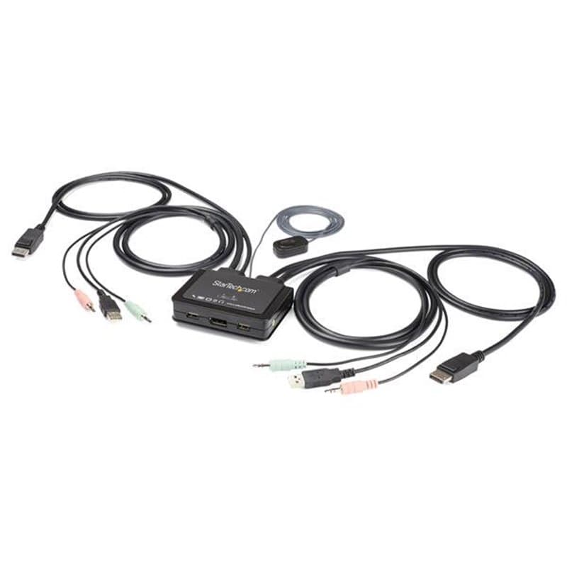 Startech.com Commutateur KVM à 2 ports USB 4K 60 Hz DisplayPort avec câbles incorporés