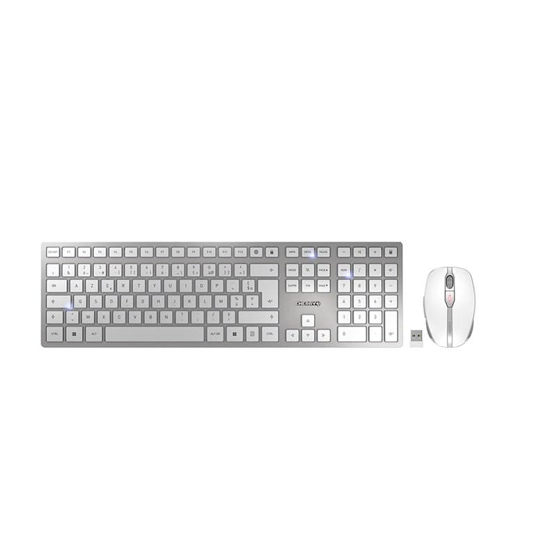 Cherry DW 9100 SLIM clavier Souris incluse RF sans fil + Bluetooth Azerty Français Argent