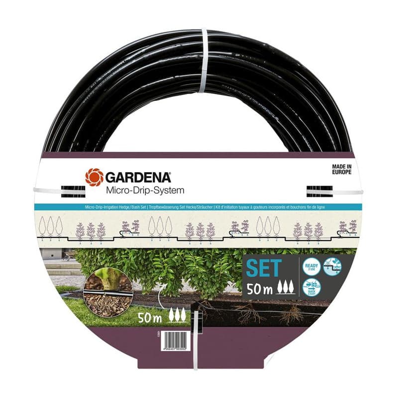 Kit d'initiation - GARDENA - 50 m de tuyau a goutteurs incorporés et bouchon fin de ligne