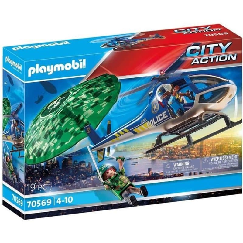 Playset City Action Police helicopter: Parachute Chase Playmobil 70569 (19 pcs)
