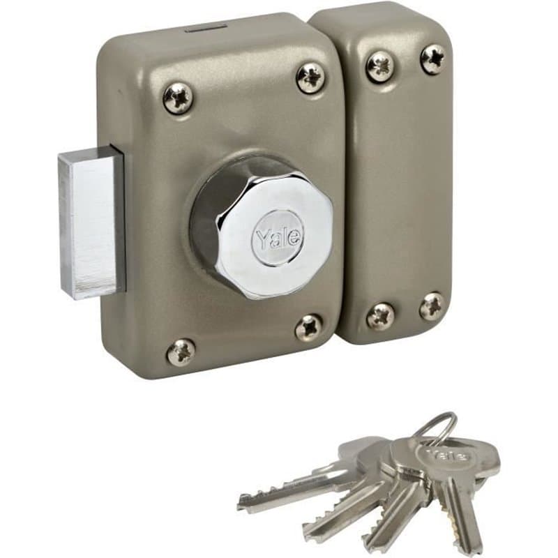 Verrou cylindre double YALE YV25DE-45 - 5 goupilles - 4 clés - beige