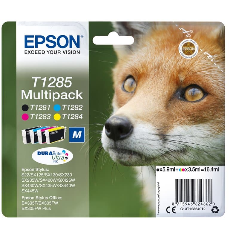 Epson Fox Multipack "Renard" (T1285) - Encre Durabrite Ultra N, C, M, J"