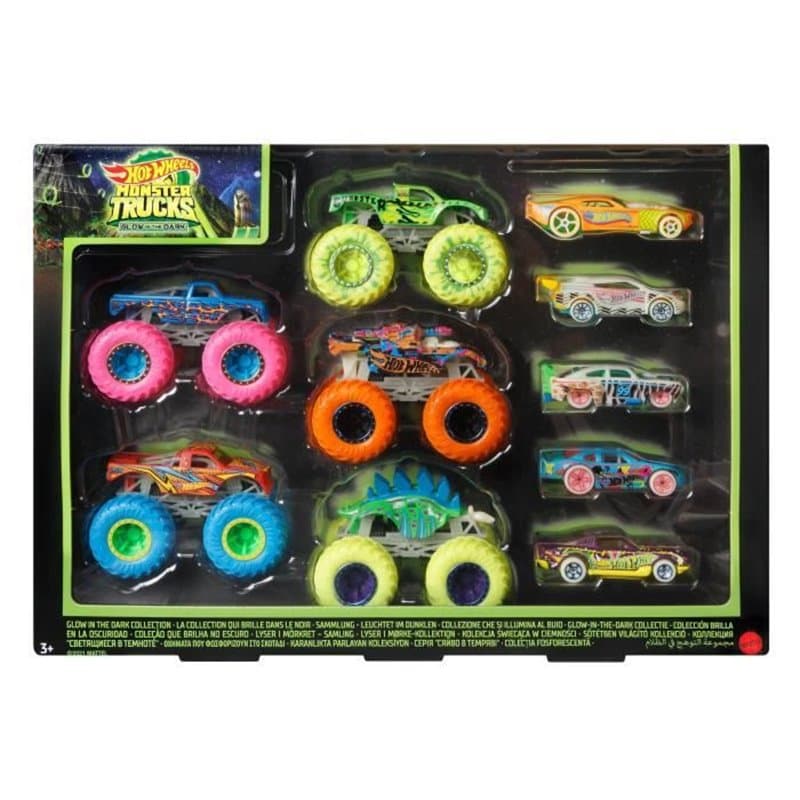Hot Wheels Monster Trucks Coffret 10 Véhicules Phosphorescents