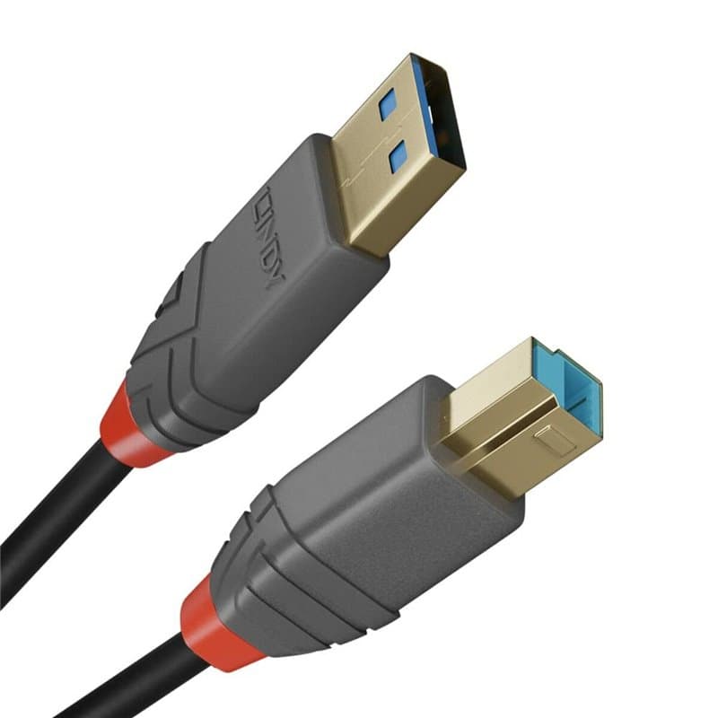 Lindy 36743 câble USB 3 m USB 3.2 Gen 1 (3.1 Gen 1) USB A USB B Noir, Gris