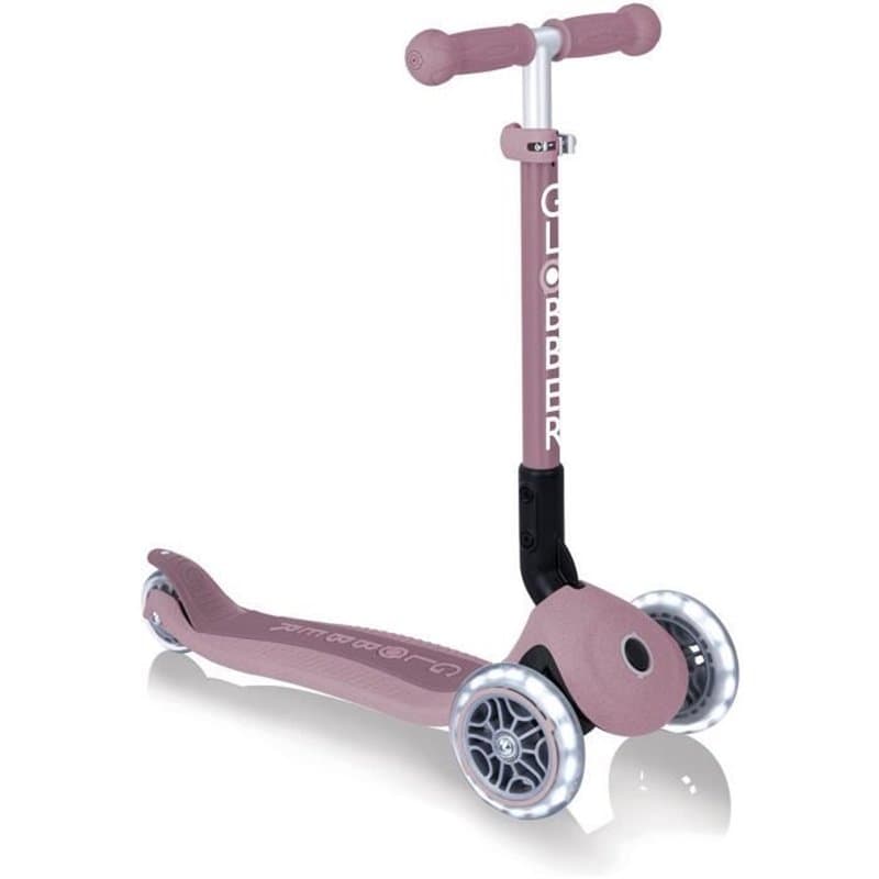 Trottinette 3 roues pliable - GLOBBER - JUNIOR LIGHTS ECOLOGIC - Rose Framboise - Lumineuses - Plastique recyclé - 2 a 6