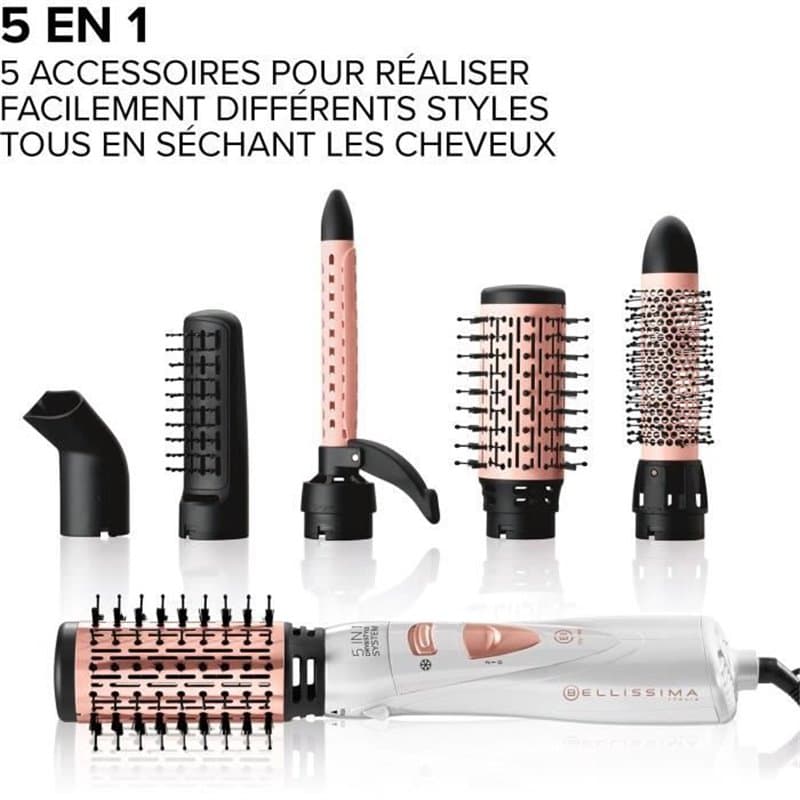 Brosse Soufflante - Bellissima - My Pro GH18 1100 - Professionnel avec Embouts en Céramique - Systeme Dry & Style 5 en 1