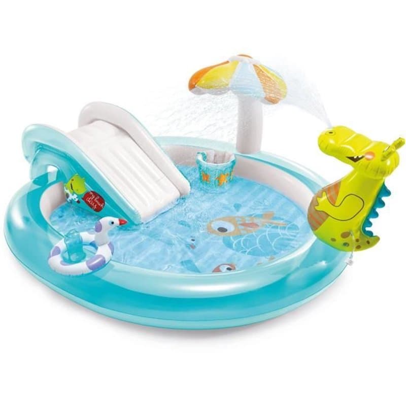 Aire de jeux gonflable - INTEX - Alligator - 160 Litres - 2 ans+ - 201 x 160 x 84 cm - Inclus : 1 bouée canard et un sce