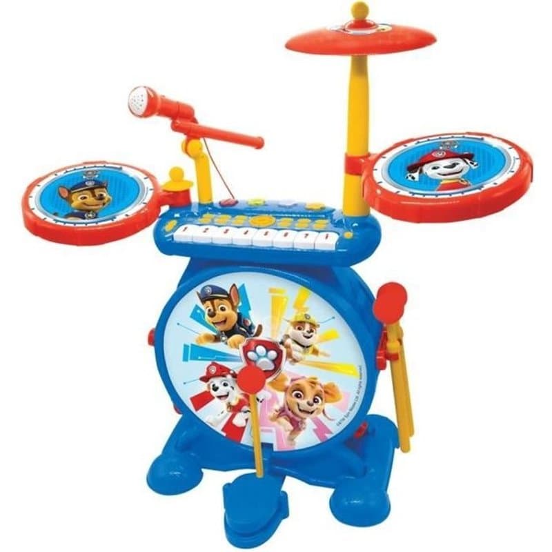 Pat' Patrouille - Batterie Électronique pour enfant - Lumineuse - Complete 3 en 1 - Clavier, cymbales et tabouret - LEXI