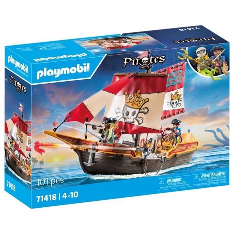 Playmobil 71418 Chaloupe des pirates, Les pirates, Avec personnages, Canons, Des 4 ans