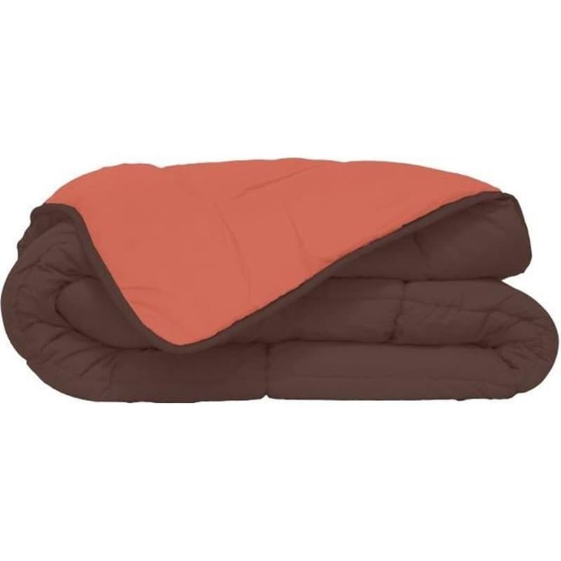 Calgary Couette chaude Microfibre 400g/m² Chocolat & Corail 140x200cm