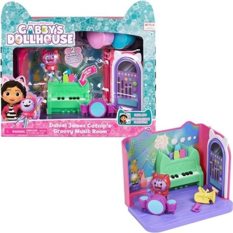 Gabby'S Dollhouse - Playset Deluxe La Salle De Musique De Dj Miaou - Pièce De Jeu Avec 1 Figurine Et Accessoires - Tirée