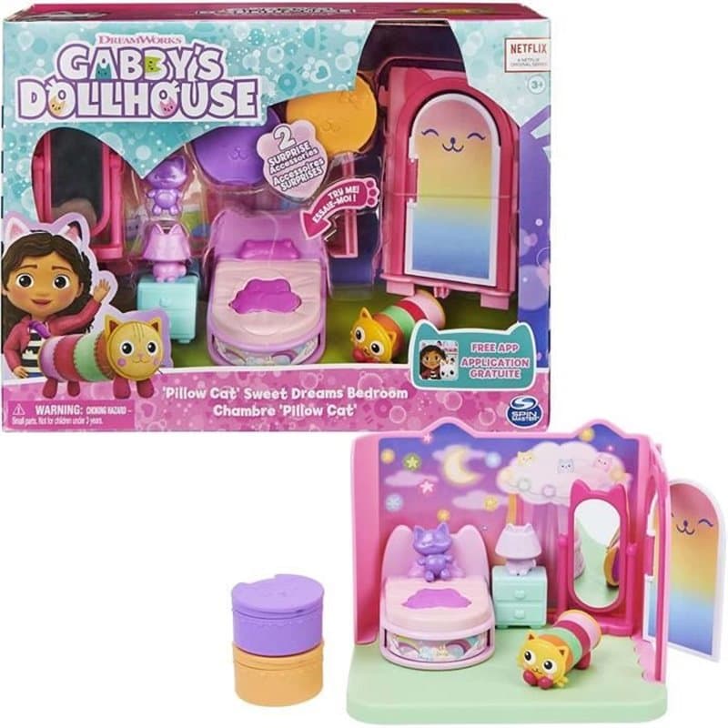 Gabby'S Dollhouse - Gabby et la Maison Magique - Playset Deluxe La Chambre De Polochat - Pièce De Jeu Avec 1 Figurine &