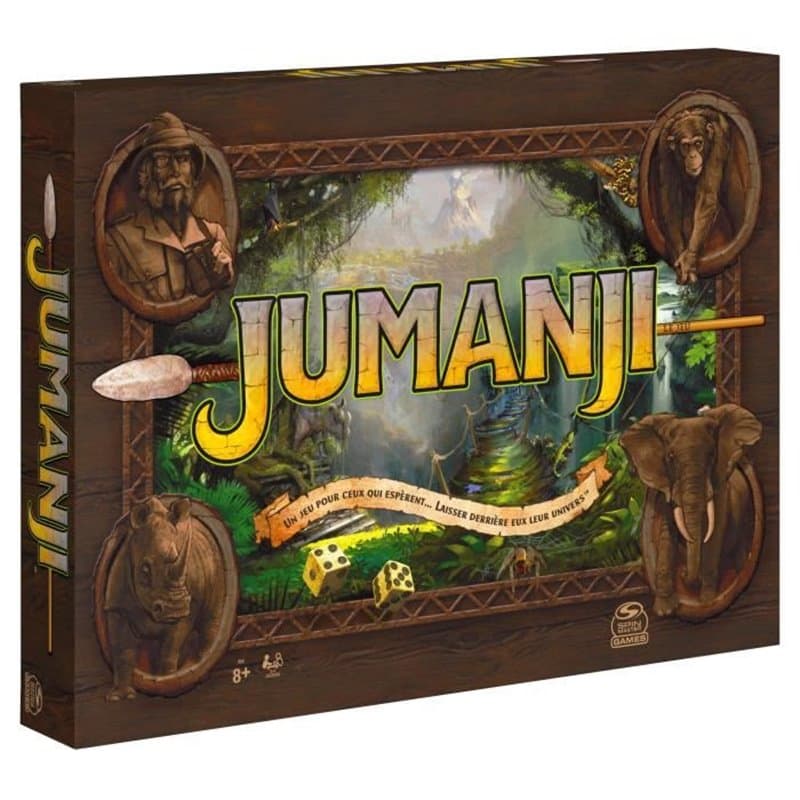 Games Jeu JUMANJI - Retro Nouvelle Edition - Jeu de Société pour Toute La Famille avec Plateau de Jeu, Nombreux Défis Et