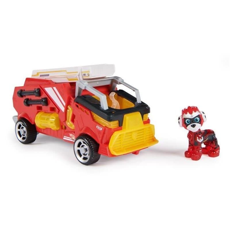 PAW Patrol - La Super Patrouille Le Film - Véhicule + Figurine Marcus - Voiture Figurine Pat Patrouille à Collectionner