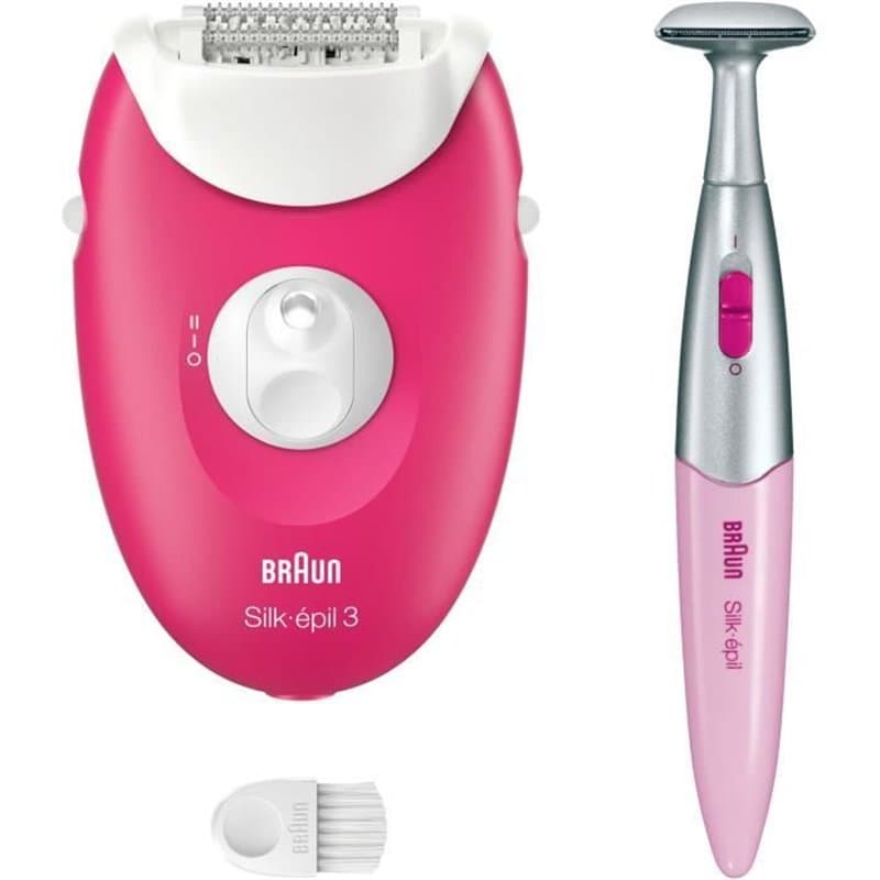 Épilateur électrique filaire - Braun - Silk-épil 3 - Une peau douce pendant des semaines - 3-202 - Framboise