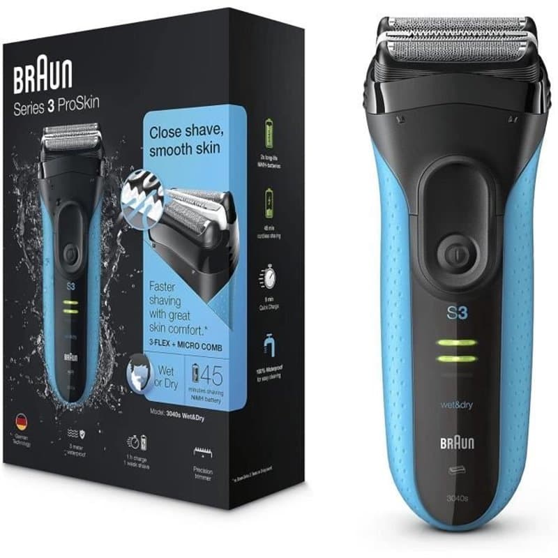 Braun Series 3 3040s Rasoir à grille Tondeuse Noir, Bleu