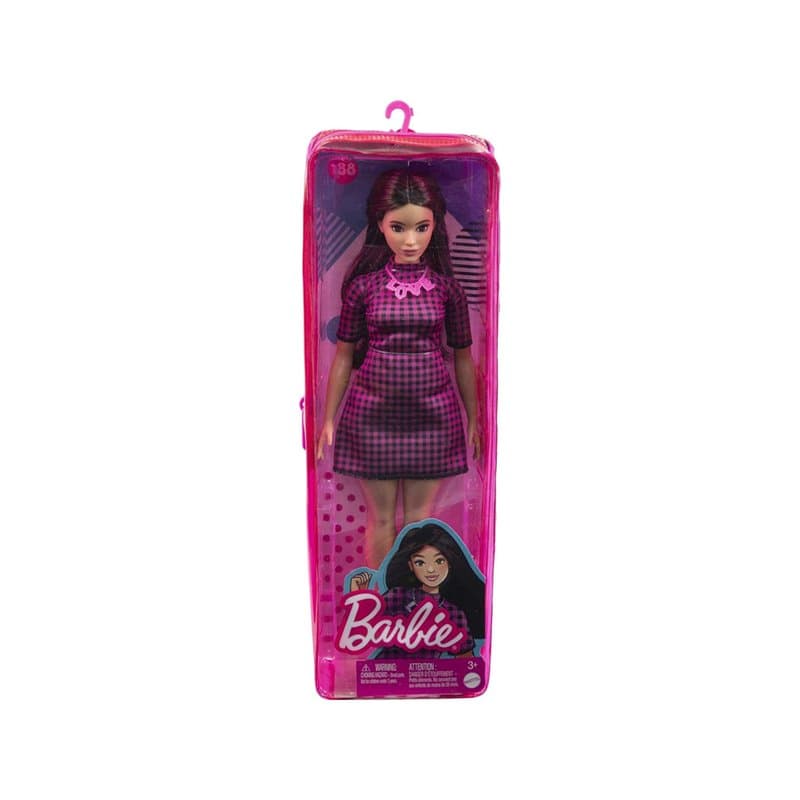 Barbie Fashionistas - Ensemble robe à carreaux et baskets roses