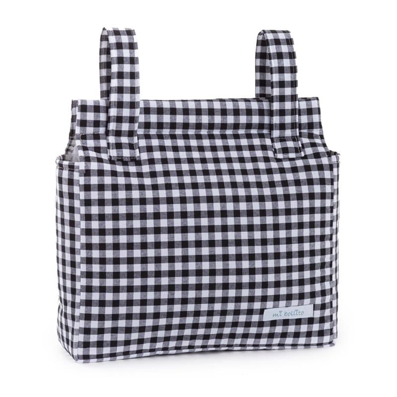 Sac organisateur pour poussette de bébé Mi bollito Noir Vichy 10 x 35 x 35 cm
