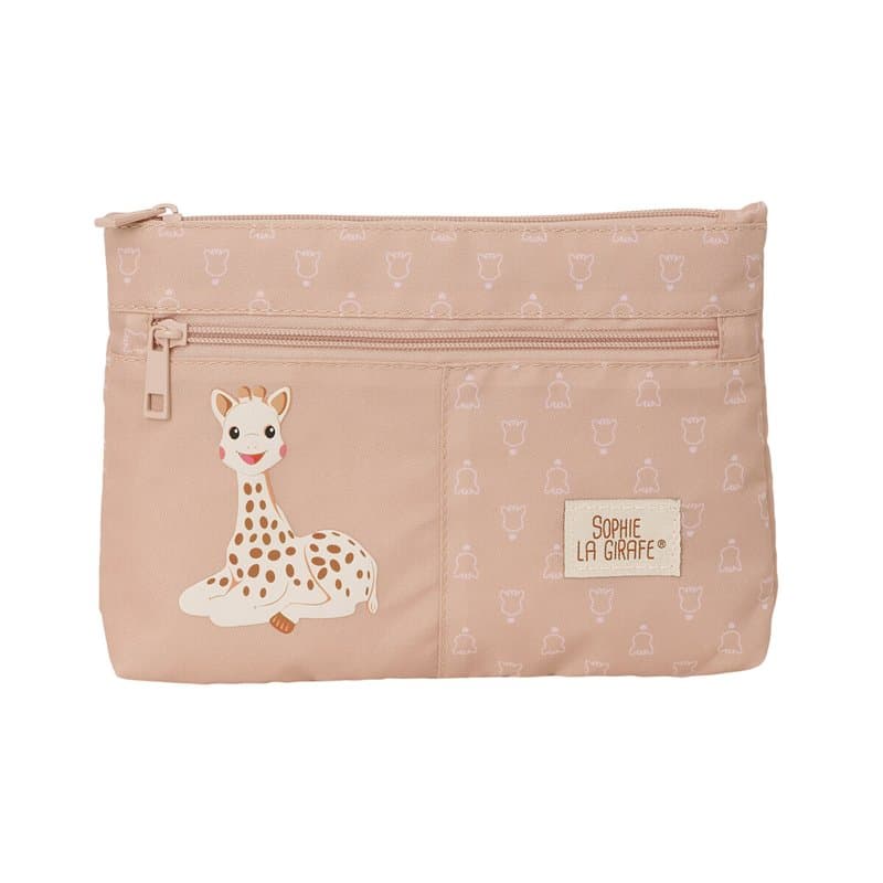 Trousse Fourre-Tout Double Sophie la Girafe Beige 23 x 16 x 3 cm