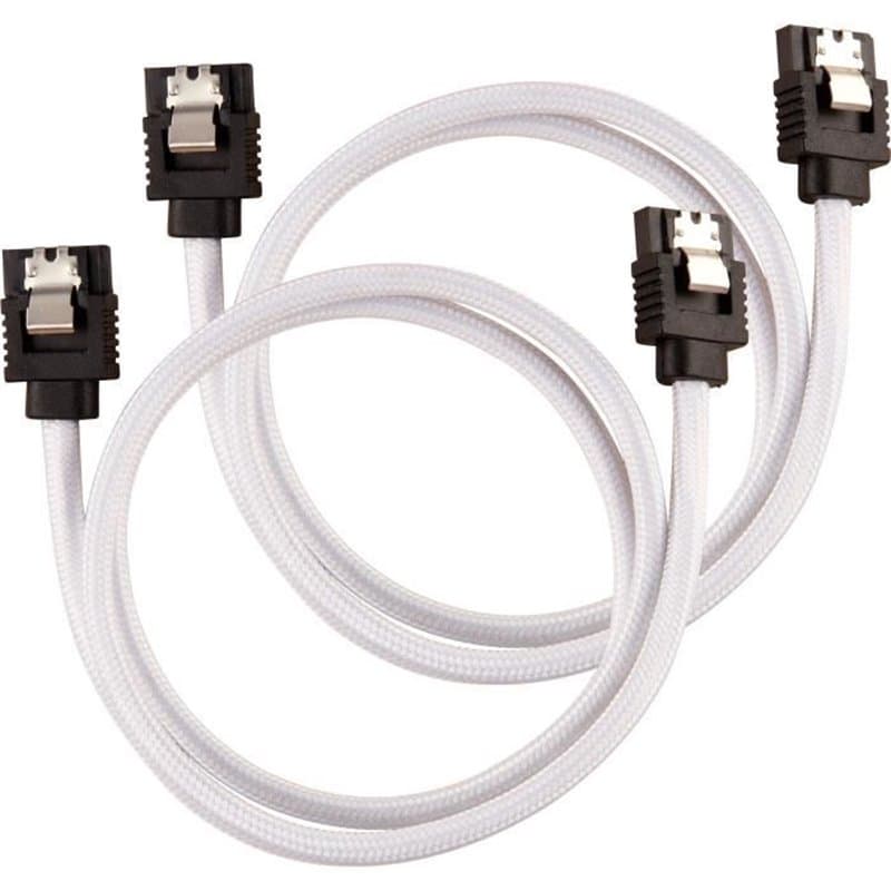 Corsair Câble gainé Premium SATA 6Gbps Blanc 60cm Droit - (CC-8900253)