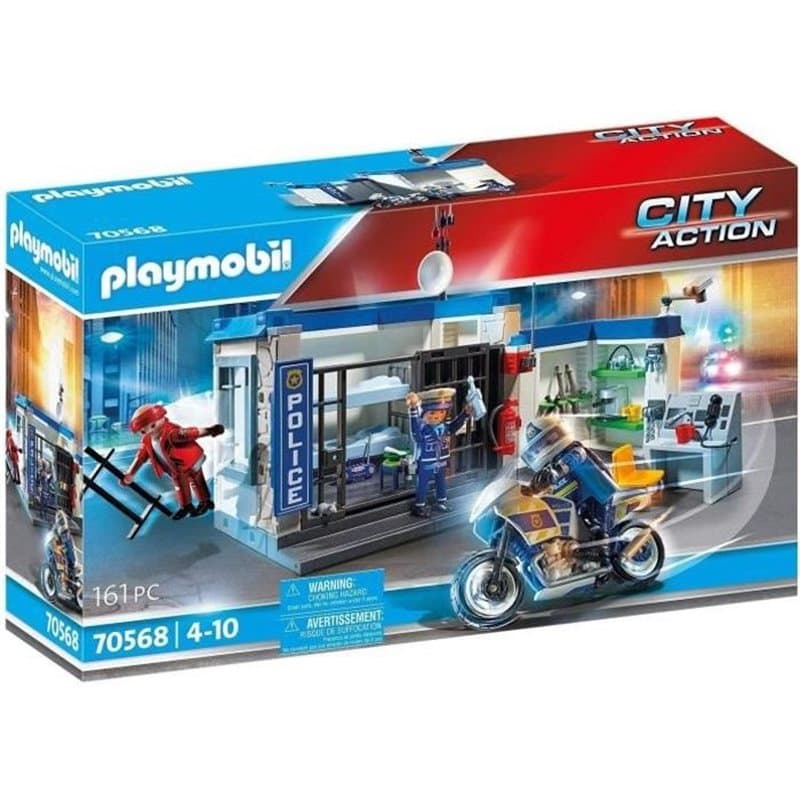Playmobil 70568 Poste de police et cambrioleur, City Action les Policiers, Pour enfant des 4 ans