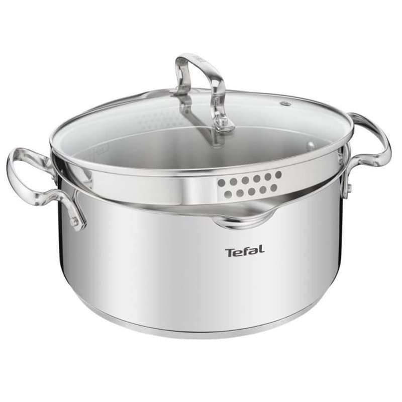 Tefal Duetto+ Faitout 18 cm, Induction, Acier inoxydable haute qualité, Garantie 10 ans, Poignées rivetées, Couvercle ve