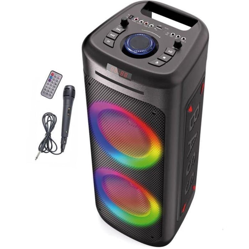 Enceinte bluetooth karaoké - Inovalley - MS06CD - 1000W - Bluetooth 5.0 - Lecteur CD - RGB - Radio FM - USB 2.0 - micro