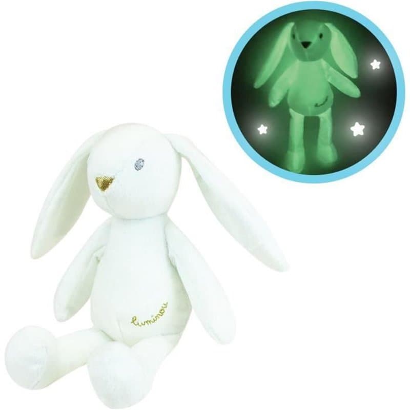 Jemini Luminou Lapin blanc Peluche lumineuse naturelle fonctionne sans pile+/- 20 cm