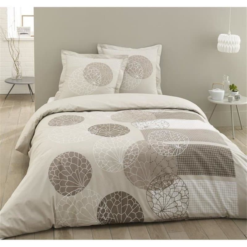 Vision Parure de couette Adele - 100% coton - 1 housse de couette 220 x 240 cm + 2 taies d'oreiller 65 x 65 cm a volant