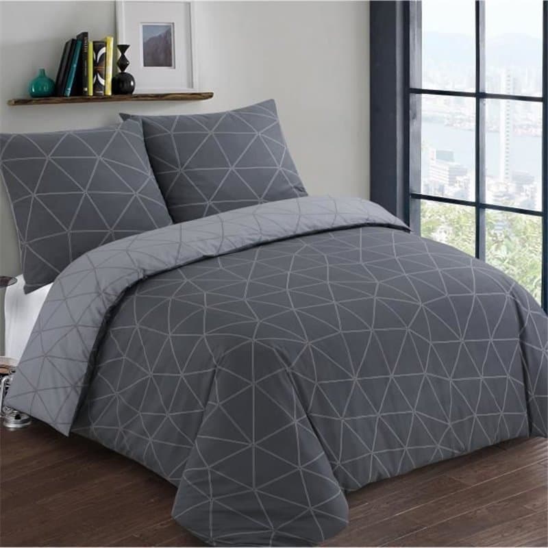 Vision Parure de couette Hugo - 100% coton - 1 housse de couette 240 x 220 cm + 2 taies d'oreiller 65 x 65 cm - Gris ant