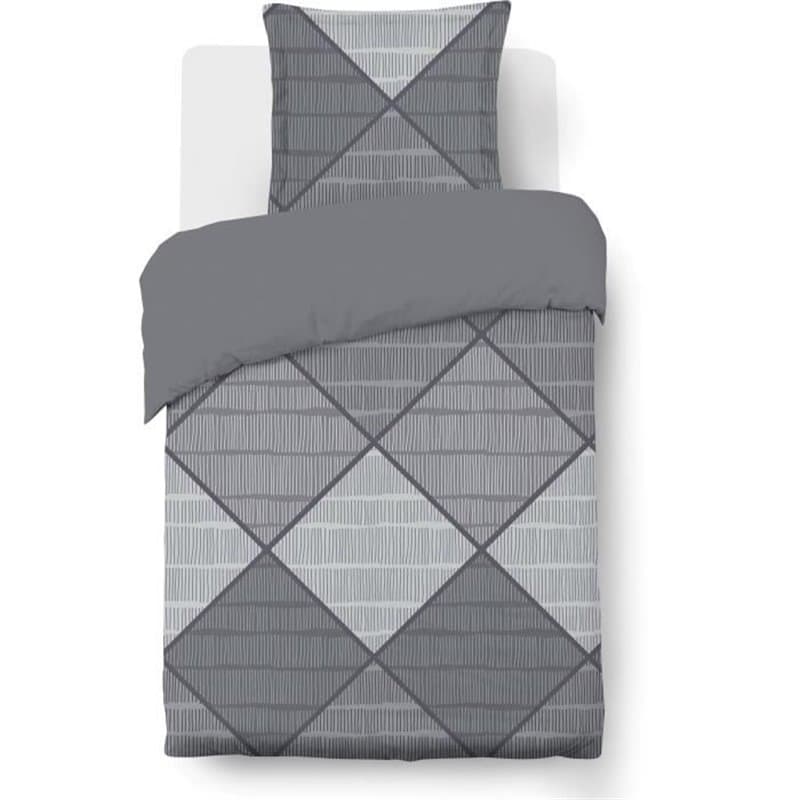 Parure Housse de couette - Vision - Harold - 140 x 200 cm - 1 taie assortie 65 x 65 cm - Gris - 100% coton