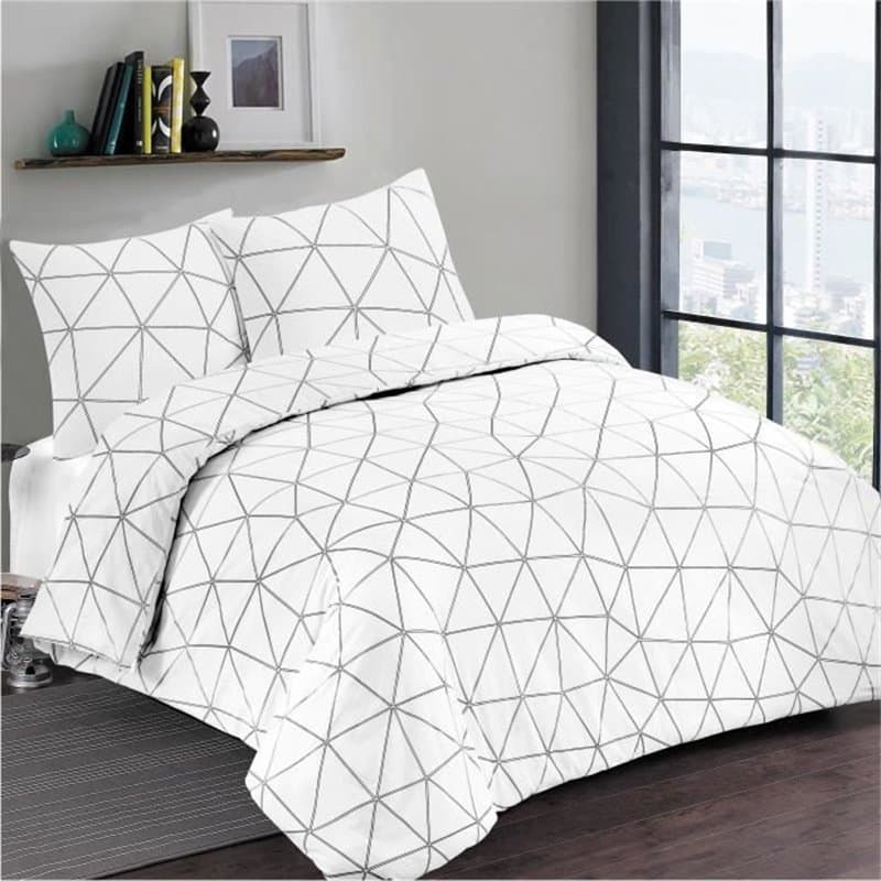 Vision Parure de couette Hugo - 100% coton - 1 housse de couette 140 x 200 cm + 1 taie d'oreiller 65 x 65 cm - Blanc
