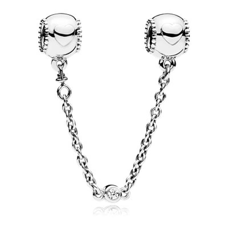 Perle de verre Femme Pandora EMBOSSED HEARTS SAFETY CHAIN
