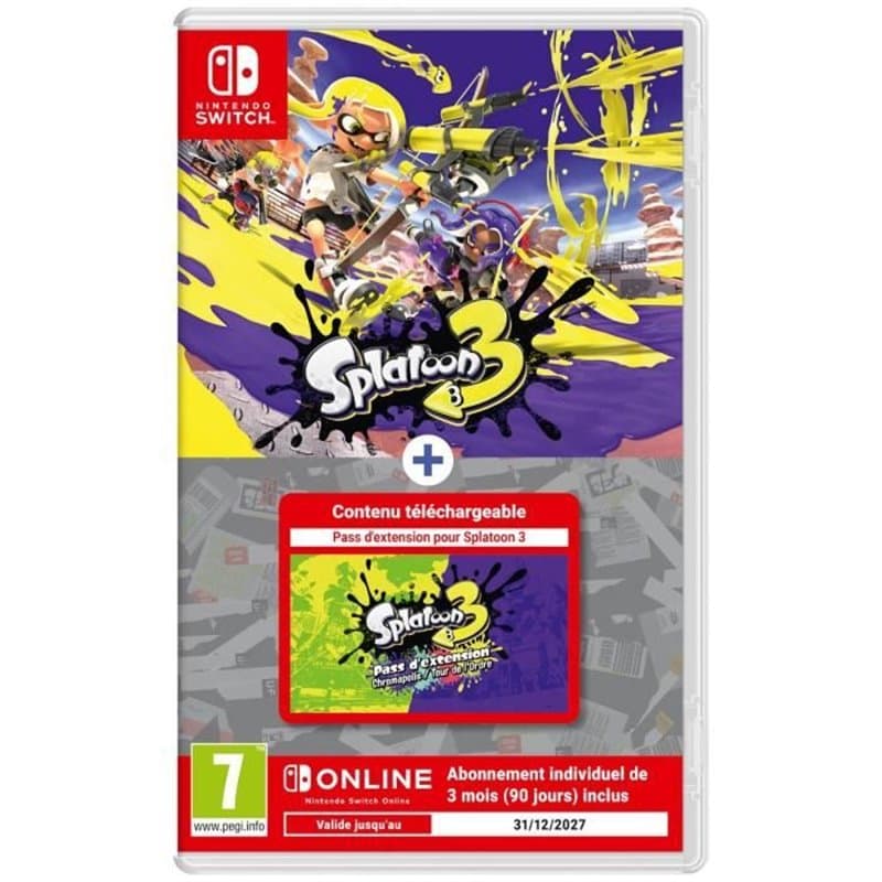 Splatoon 3 + Pass d'Extension (Code) + 3 mois d'abonnement au Nintendo Switch Online (Code) Jeu Nintendo Switch