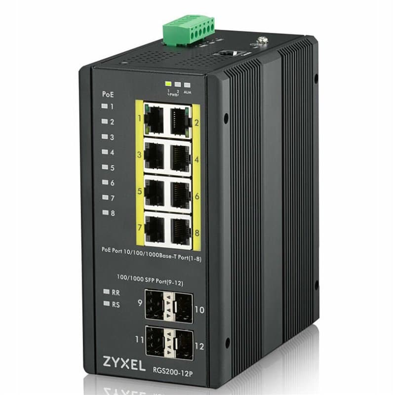 Zyxel RGS200-12P Géré L2 Gigabit Ethernet (10/100/1000) Connexion Ethernet, supportant l'alimentation via ce port (PoE)