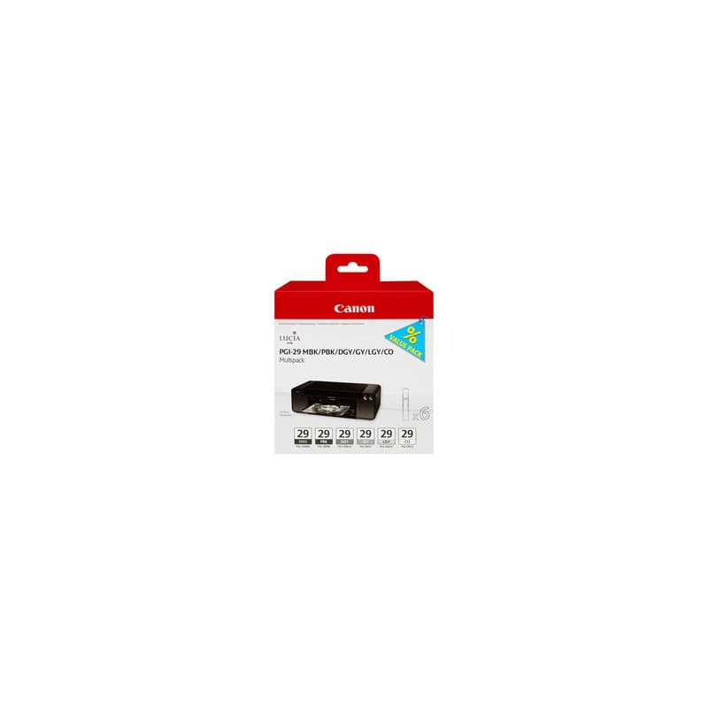 Canon Multipack de 6 cartouches d'encre PGI-29 MBK/PBK/DGY/GY/LGY/CO