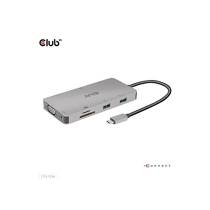 CLUB3D CSV-1594 station d'accueil USB 3.2 Gen 1 (3.1 Gen 1) Type-C Noir, Gris